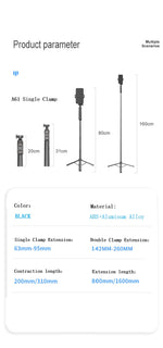 A61＆A62 Selfie Stick丨Hand-held Stabilizer Bluetooth Double Clamp Live Broadcast Support