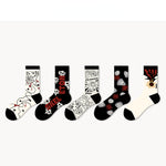 Unisex Socks丨5 Pairs Oil Painting Pattern Cotton Socks