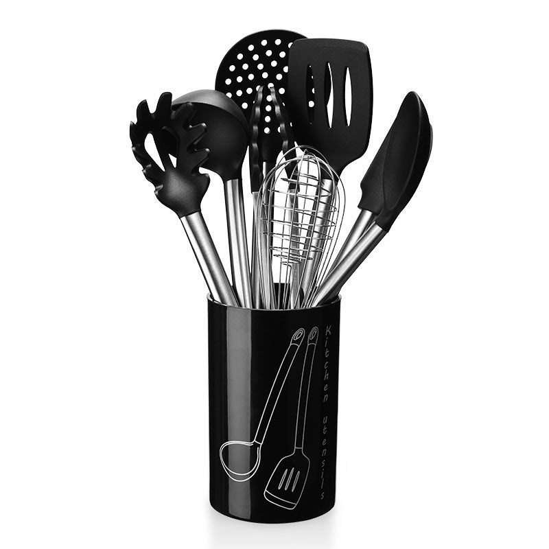 8 Pcs Kitchen Utensils Set丨Heat-resistant Silicone Cooking Utensil with Stainless Steel Handle