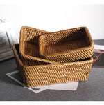 Rectangle Fruit basket丨Handmade Rattan Weaving Snacks Storage Baskets