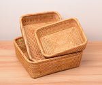 Rectangle Fruit basket丨Handmade Rattan Weaving Snacks Storage Baskets