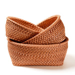 Square base Fruit basket丨Handmade Rattan Weaving Storage Baskets