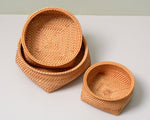 Square base Fruit basket丨Handmade Rattan Weaving Storage Baskets