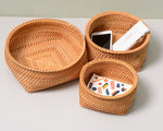 Square base Fruit basket丨Handmade Rattan Weaving Storage Baskets