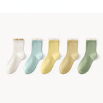 Women's Socks丨Winter 5 Pairs Frilled Cotton Socks