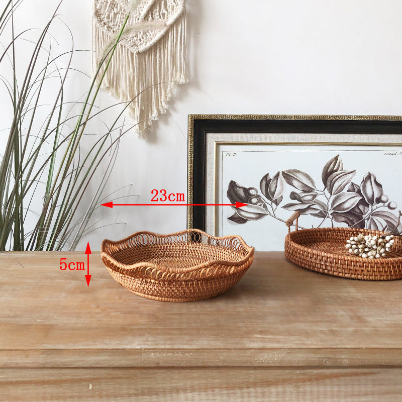 Lace Fruit basket丨Handmade Rattan Weaving Storage Tray