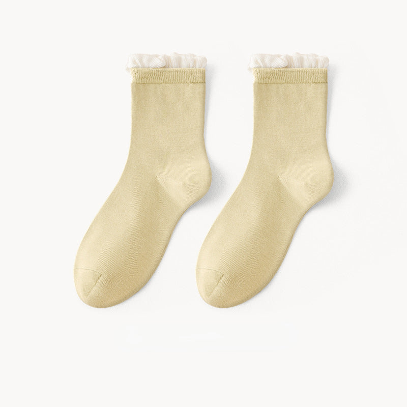 Women's Socks丨Winter 5 Pairs Frilled Cotton Socks