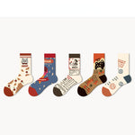 Unisex Socks丨5 Pairs Oil Painting Pattern Cotton Socks