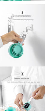 Measuring Cups and Spoons Set丨Stackable Plastic Kitchen Measuring Set with Stainless Steel Handle