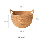 Round Fruit basket丨Handmade Rattan Weaving Storage Baskets