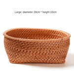 Square base Fruit basket丨Handmade Rattan Weaving Storage Baskets