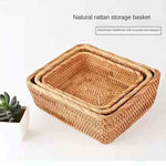 Rectangle Fruit basket丨Handmade Rattan Weaving Snacks Storage Baskets