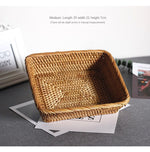 Rectangle Fruit basket丨Handmade Rattan Weaving Snacks Storage Baskets