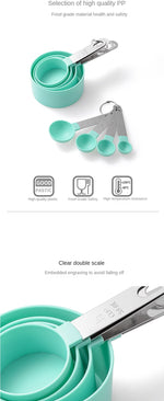 Measuring Cups and Spoons Set丨Stackable Plastic Kitchen Measuring Set with Stainless Steel Handle