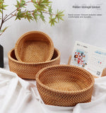 Square base Fruit basket丨Handmade Rattan Weaving Storage Baskets