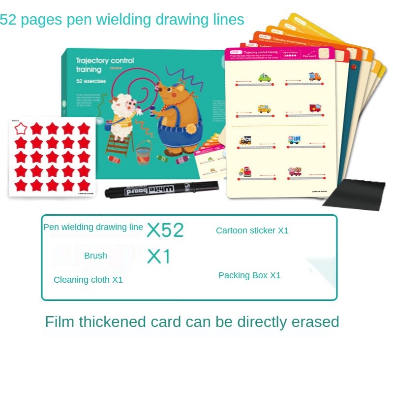 Drawing Line Tracing Workbook丨52 Pages Pen Control Training Card