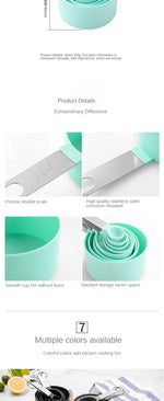 Measuring Cups and Spoons Set丨Stackable Plastic Kitchen Measuring Set with Stainless Steel Handle