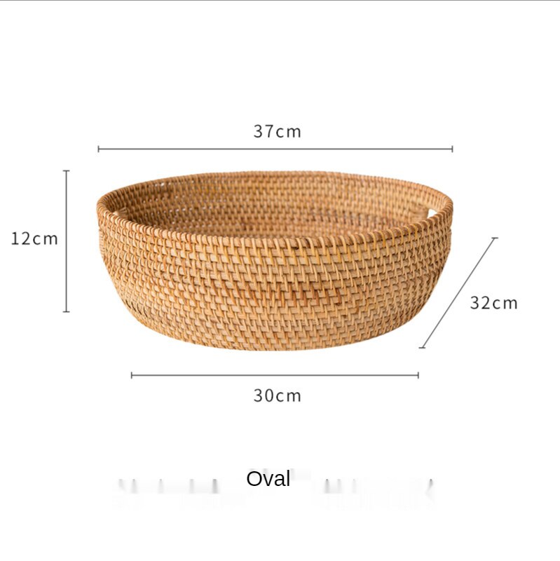 Round Fruit basket丨Handmade Rattan Weaving Storage Baskets