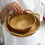 Lace Fruit basket丨Handmade Rattan Weaving Storage Tray