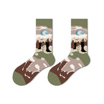 Unisex Socks丨5 Pairs Oil Painting Pattern Cotton Socks