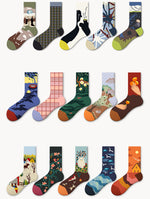 Unisex Socks丨5 Pairs Oil Painting Pattern Cotton Socks