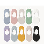 Women's Socks丨10 Pairs Pure Color Cotton Boat Socks