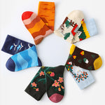 Unisex Socks丨5 Pairs Oil Painting Pattern Cotton Socks